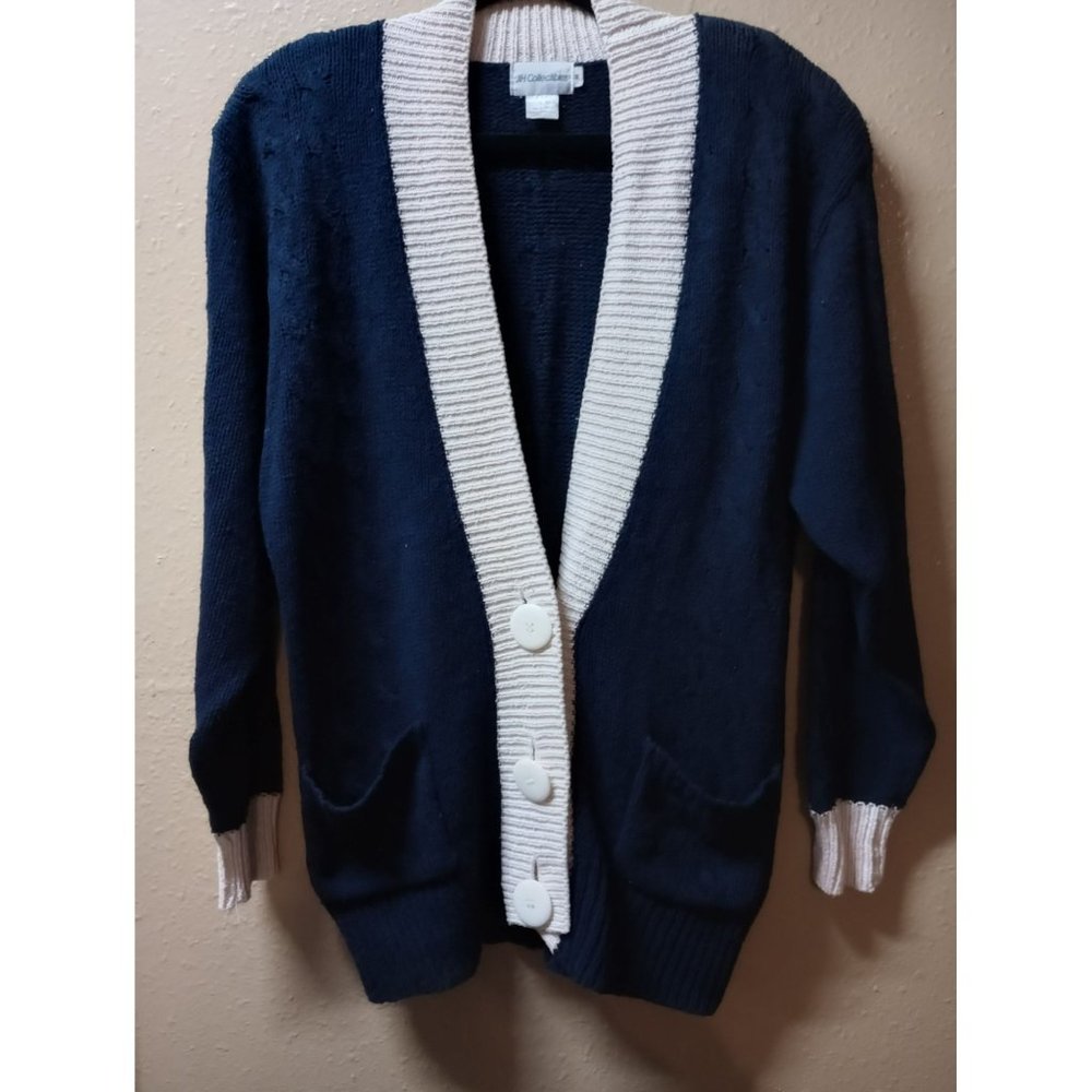 JH collection silk cable knit cardigan sweater women's m